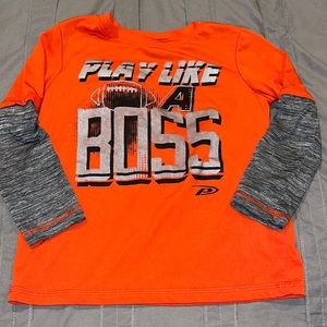 Pro Player "Play Like A Boss" Boys Youth Long Sleeve Orange and Grey Size 4T Top